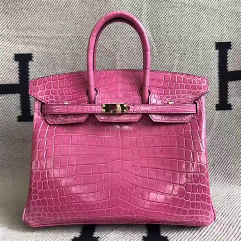 Fuchsia Hermes Crocodile Birkin Bag 